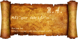Móger Adrián névjegykártya
